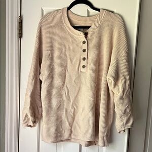 Aerie Cream Ribbed Cardigan